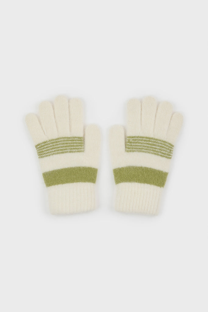 Ivory and khaki multistripe mohair gloves_3