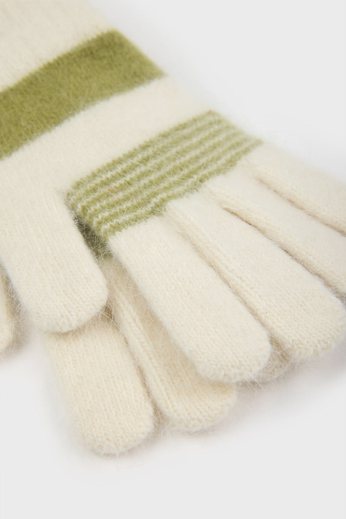 Ivory and khaki multistripe mohair gloves_2