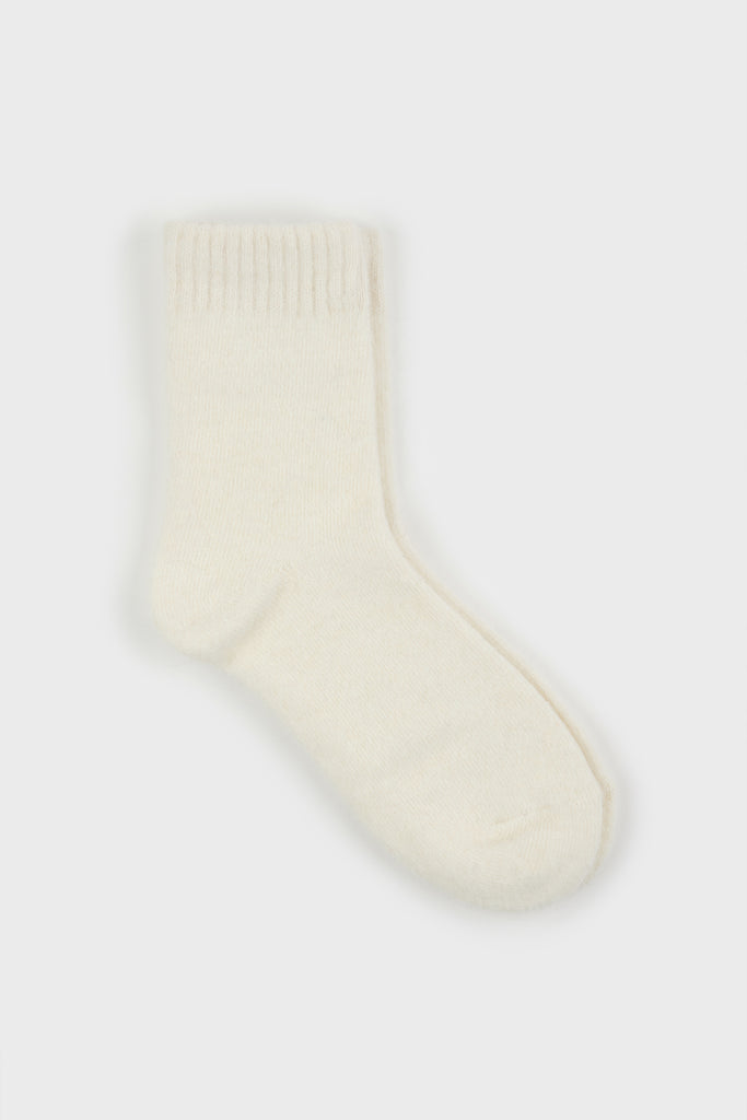 Ivory angora ribbed ankle trim socks_1