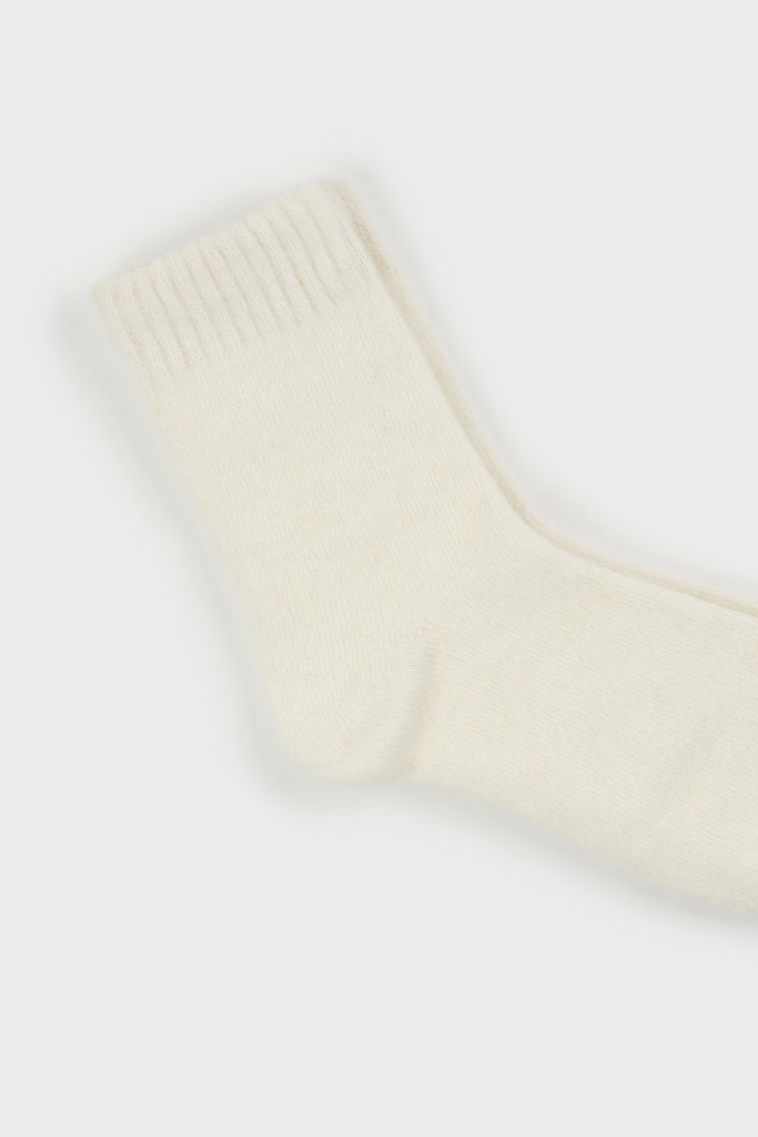 Ivory angora ribbed ankle trim socks_2
