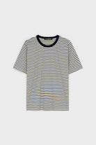 Ivory blue and navy striped contrast collar tee_1