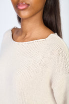 Ivory boat neck long roll hem jumper_3