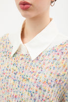 Ivory bold fuzzy rainbow fleck V neck jumper_3