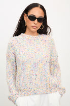 Ivory bold fuzzy rainbow fleck crew neck jumper_1