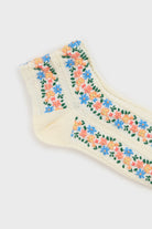 Ivory bright floral strip socks_2