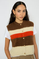 Ivory brown and coral striped button up sweater vest_2