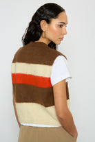 Ivory brown and coral striped button up sweater vest_3