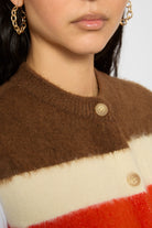 Ivory brown and coral striped button up sweater vest_4