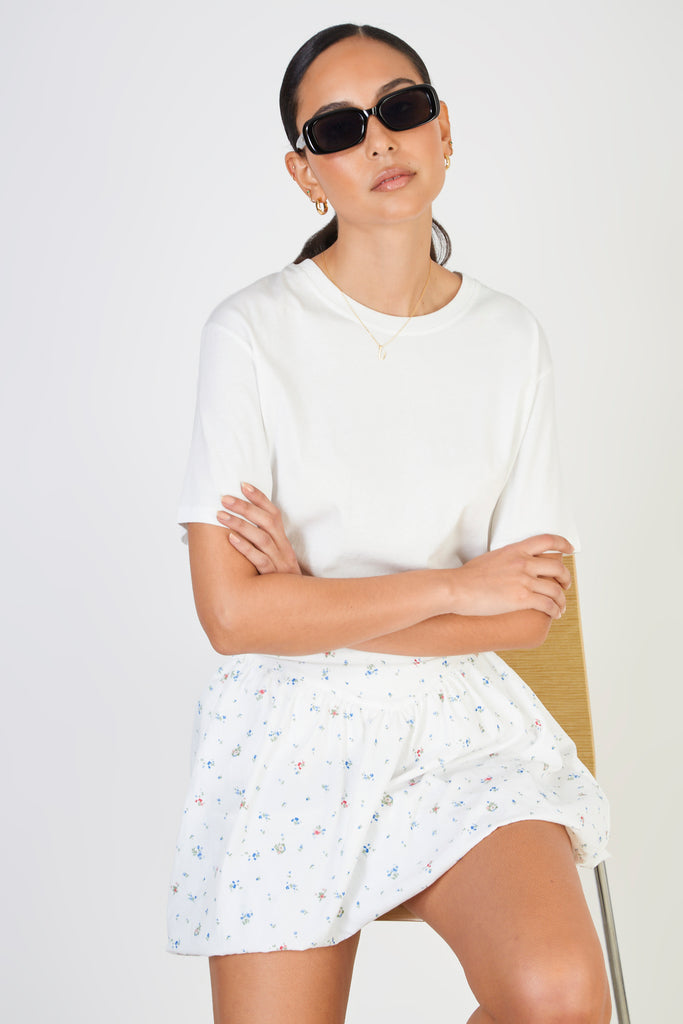 Ivory delicate floral print mini skirt_5