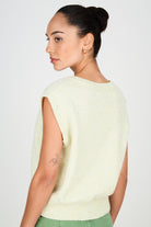 Ivory flecked wool blend V neck sweater vest_2