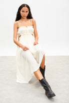 Ivory frill trim strappy peek back midi dress_5