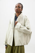 Ivory funnel neck cropped trench coat_2