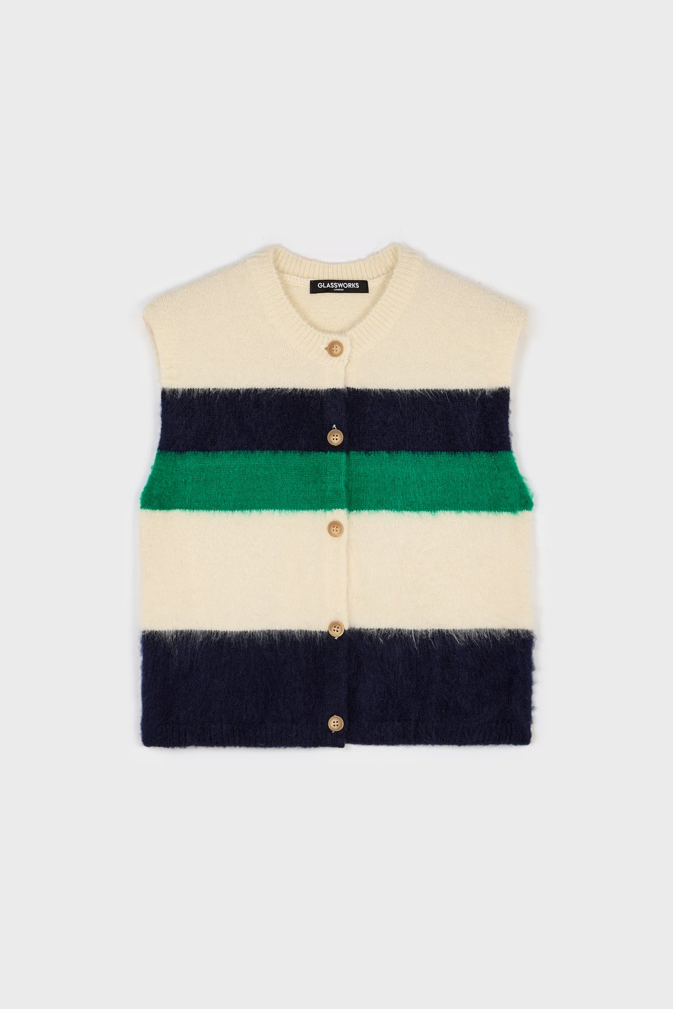 Ivory green and navy striped button up sweater vest_6