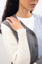 Ivory grey and pale blue blocked wool blend cardigan_3