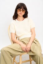 Ivory horizontal ribbed knit tee_5