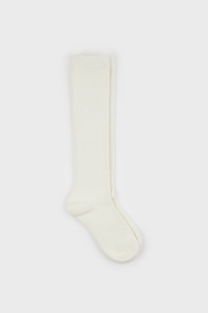 Ivory knee high cashmere blend socks_1