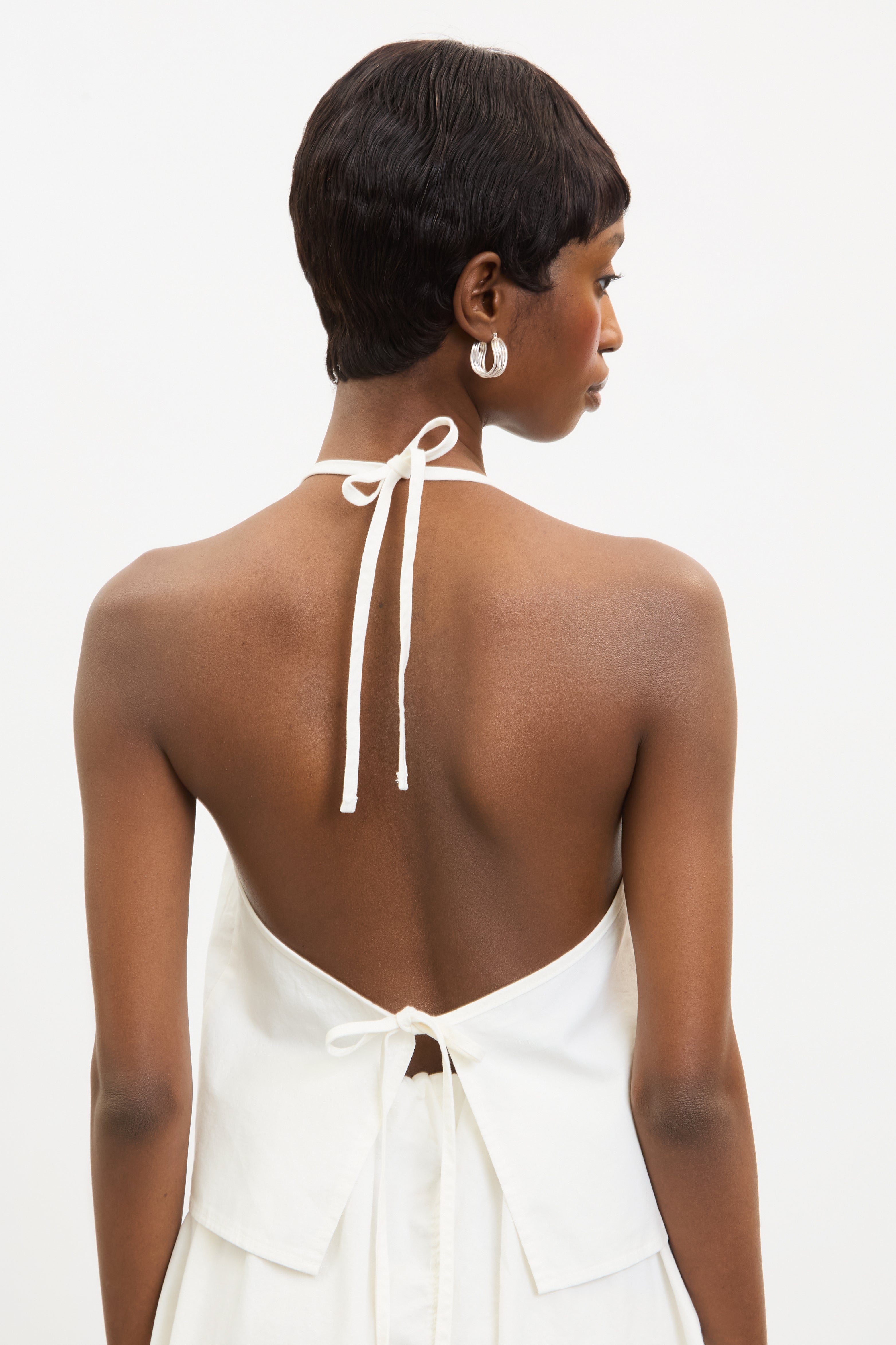 Ivory open back halter neck top | Glassworks London