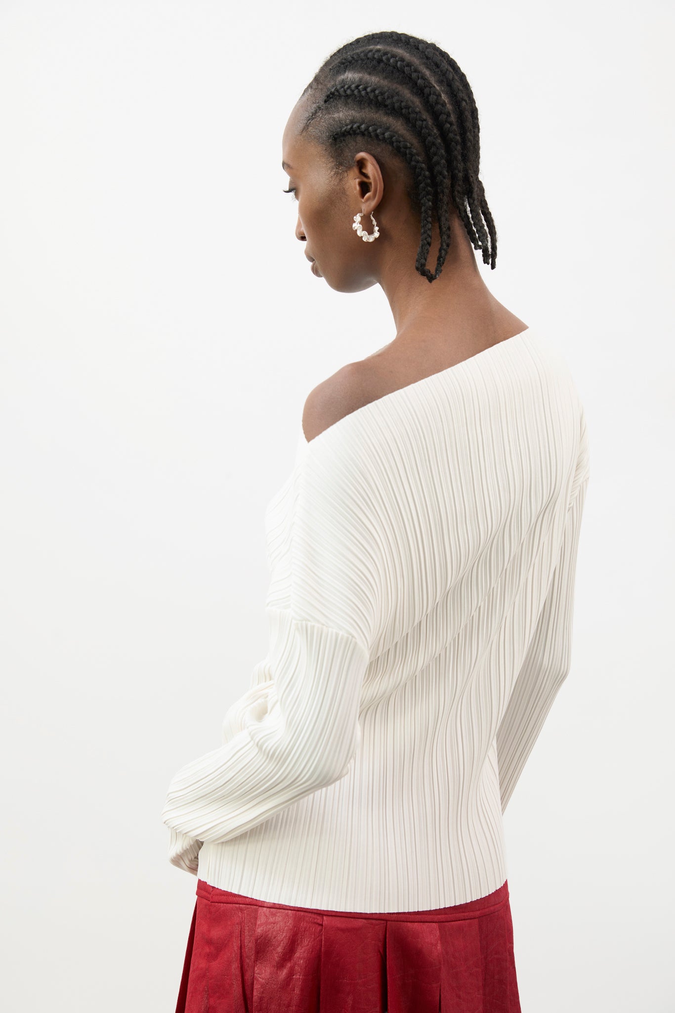 Ivory pleat ribbed wide neck top_2