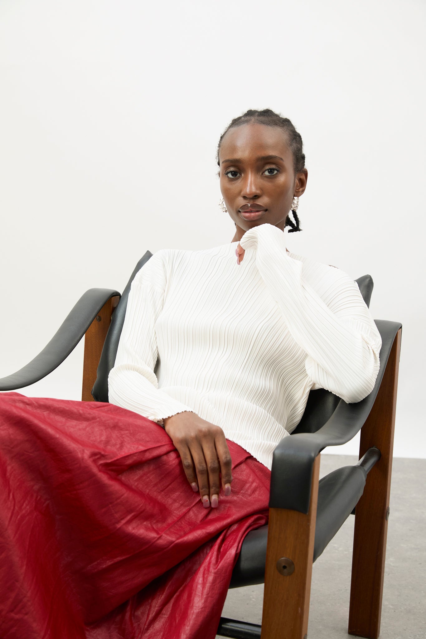 Ivory pleat ribbed wide neck top_5