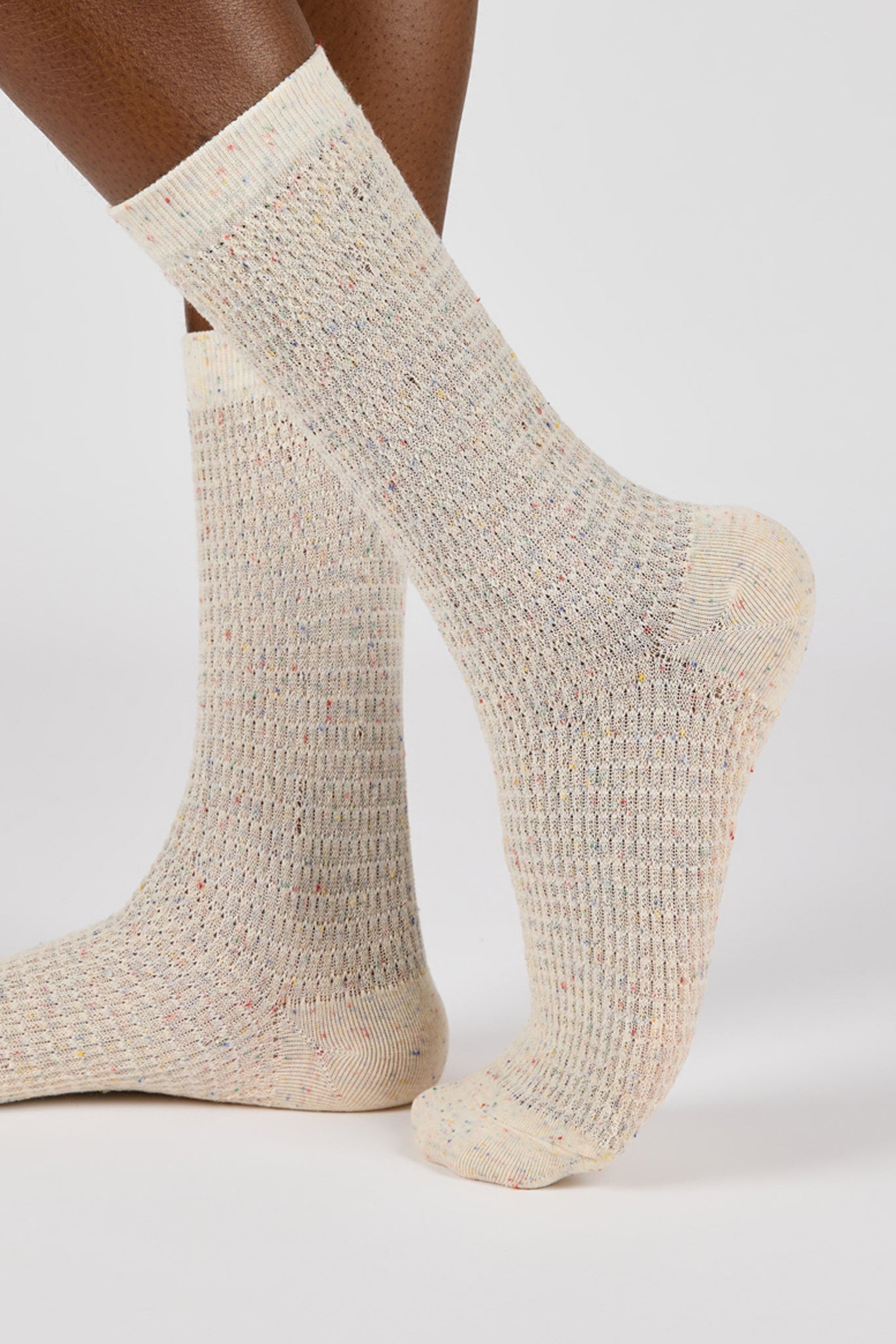 Ivory rainbow fleck scrunch stretch socks_1