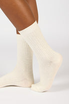 Ivory ribbed cashmere wool blend socks_3