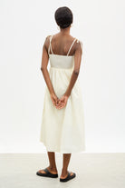 Ivory ruched back tie strap dress_2