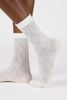 Ivory semi sheer dotted diamond socks_1