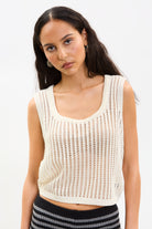 Ivory semi sheer tie back tank_2