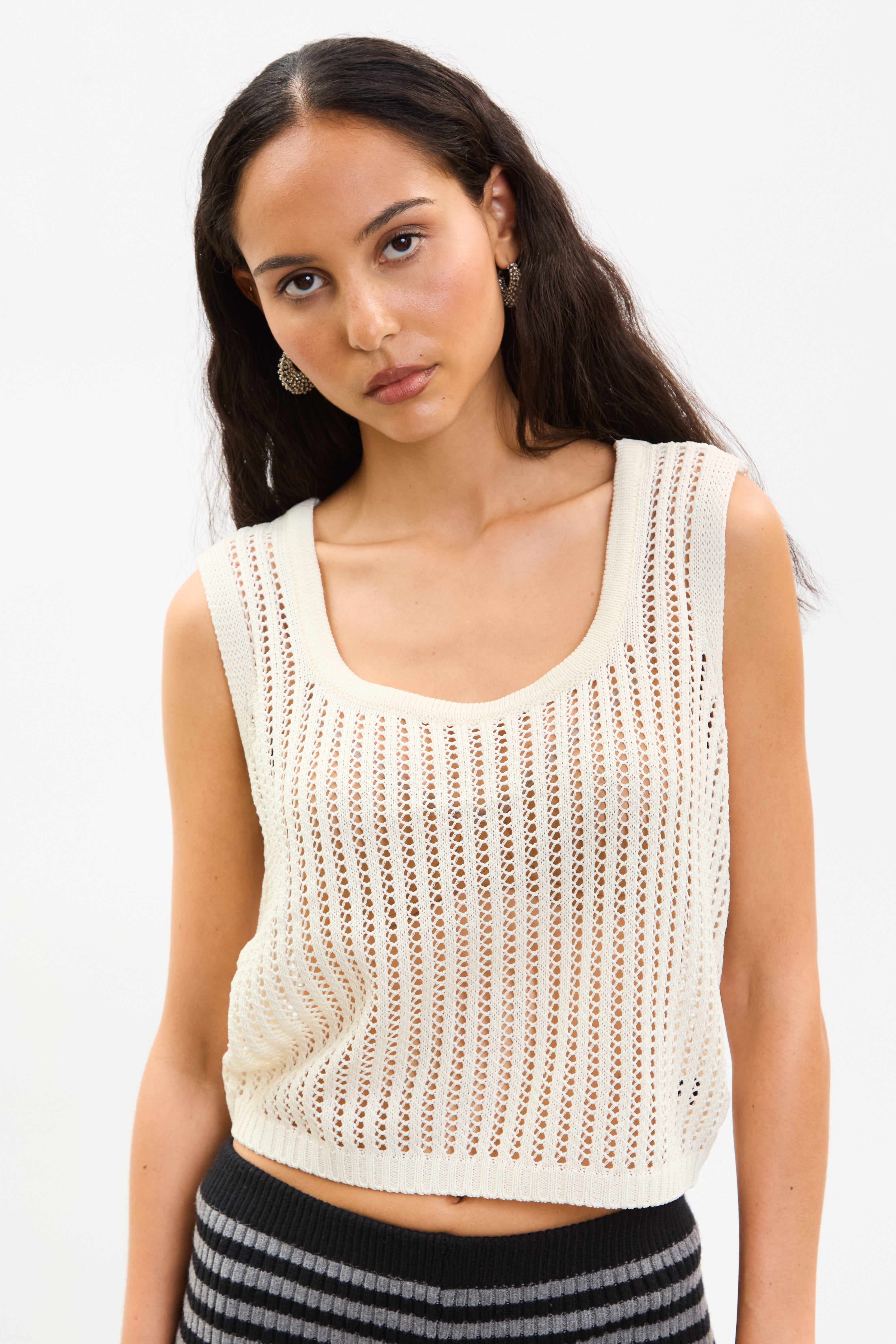Ivory semi sheer tie back tank_2