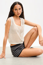Ivory semi sheer tie back tank_5
