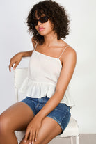 Ivory slim strap ruffle hem tank_5