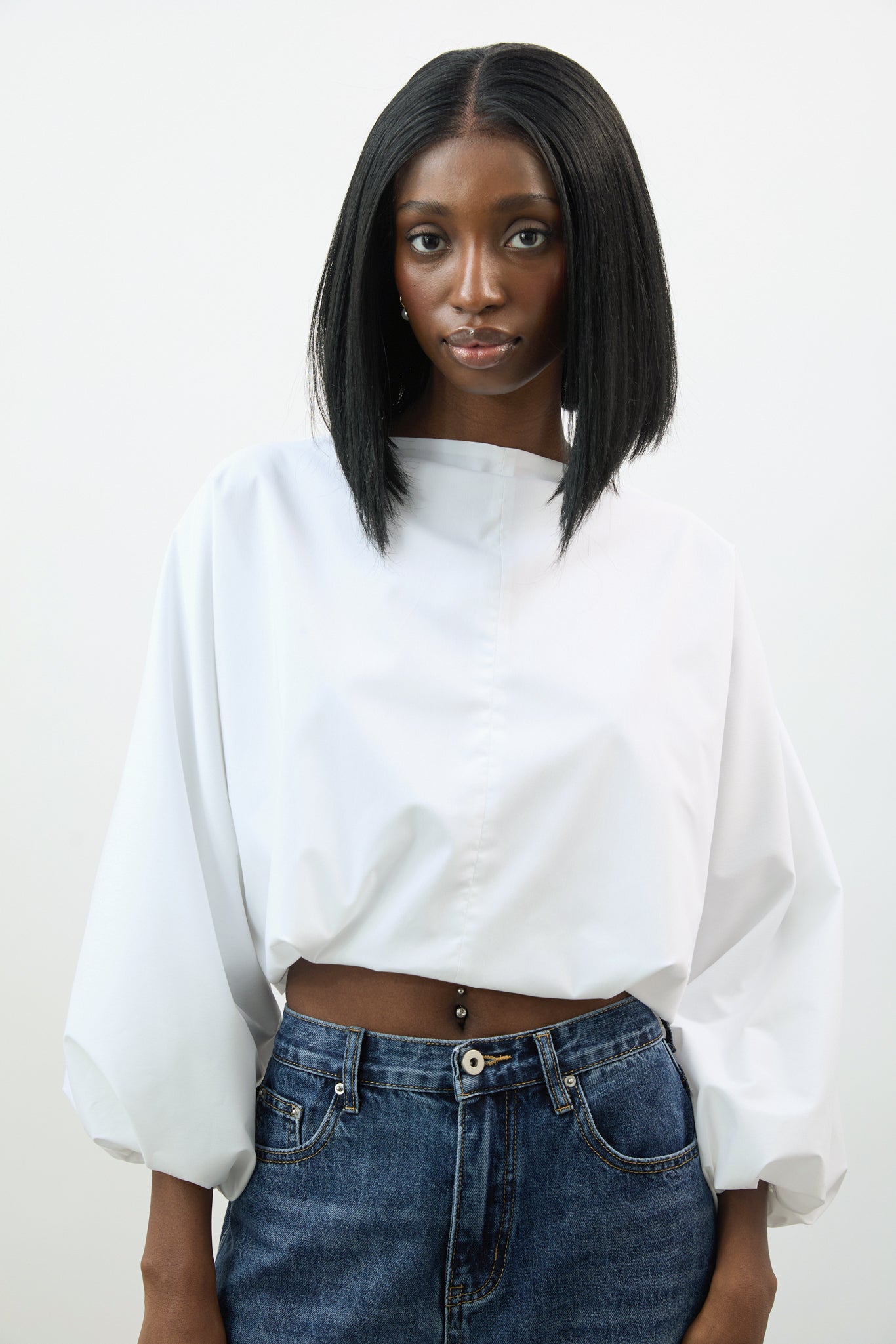 Ivory wide neck balloon sleeve blouse_1