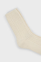 Ivory wool blend cableknit socks_2