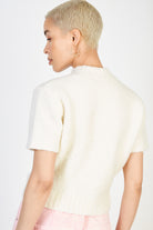 Ivory wool blend short sleeved knit top_2
