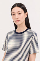 Ivory blue and navy striped contrast collar tee_4