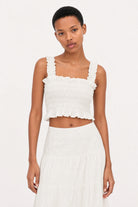 Ivory eyelet ruched tank top_3