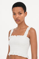 Ivory eyelet ruched tank top_1