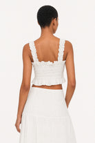 Ivory eyelet ruched tank top_2