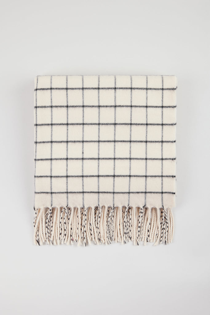 Ivory and black small box check scarf_1