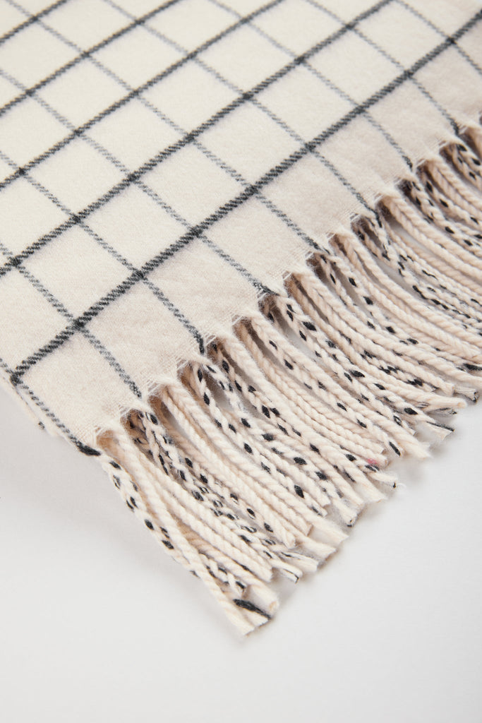 Ivory and black small box check scarf_2
