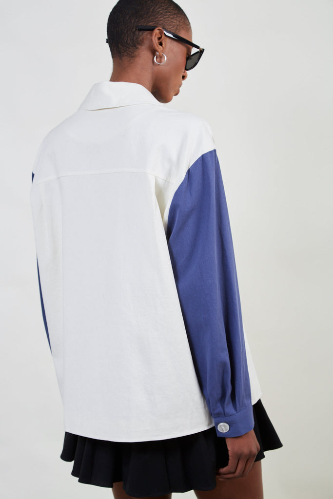 Ivory and blue contrast sleeve shirt_4