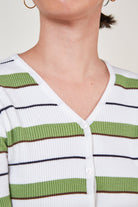 Ivory and green striped knit top_3