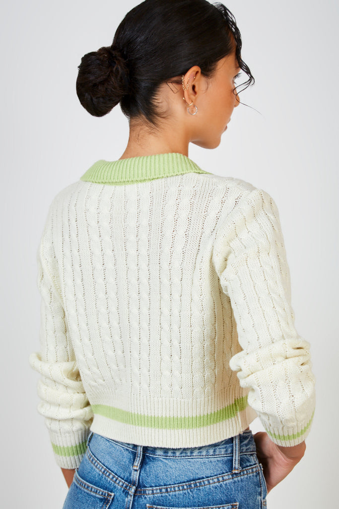 Ivory and lime green contrast collar zip cardigan_3