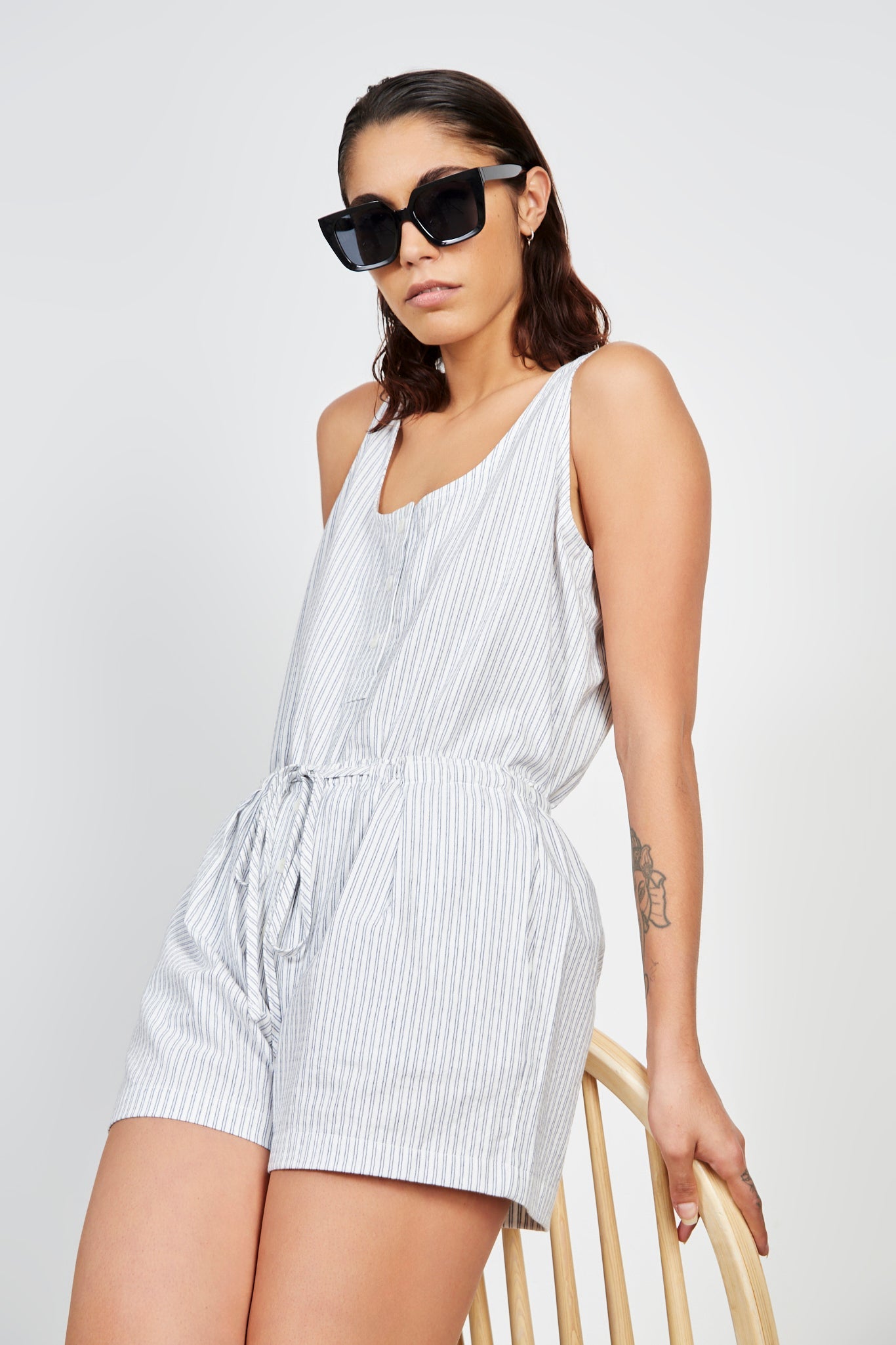 Ivory and navy striped shorts_6