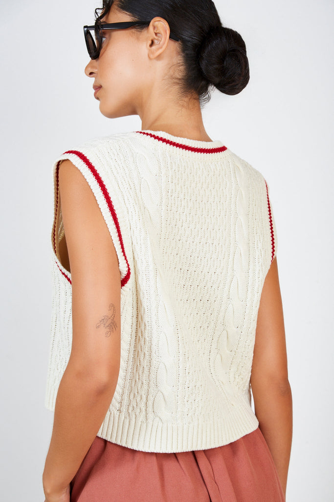 Ivory and red varsity trim sweater vest_2