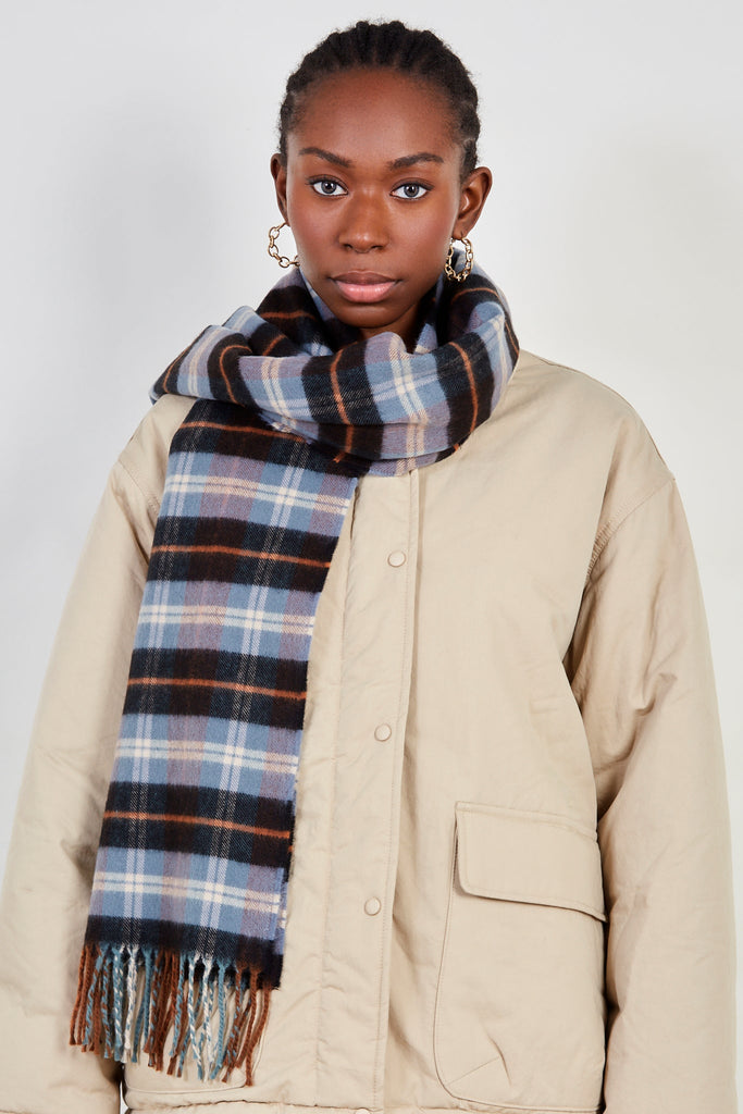 Pale blue and orange checked scarf_3