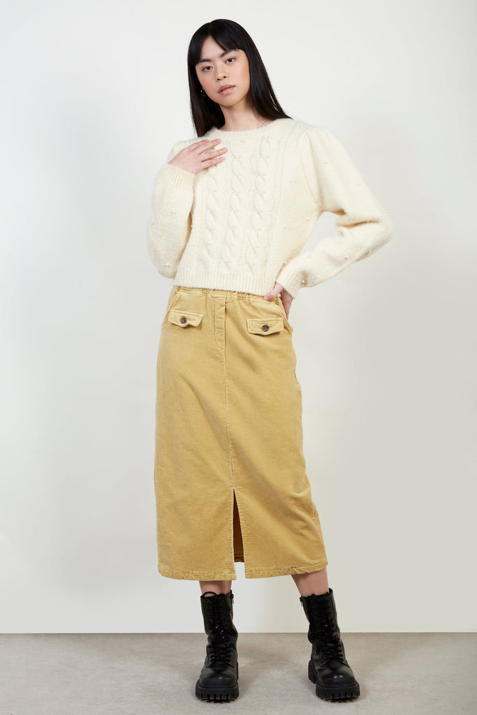 Ivory cableknit wool blend pearl jumper_2