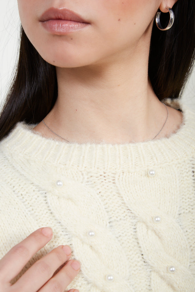 Ivory cableknit wool blend pearl jumper_3