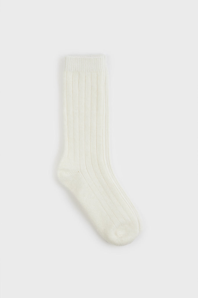 Ivory cashmere wool blend thick ribbed socks_2