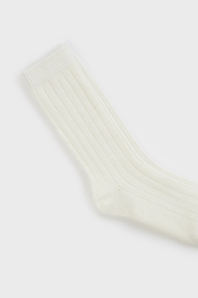Ivory cashmere wool blend thick ribbed socks_3